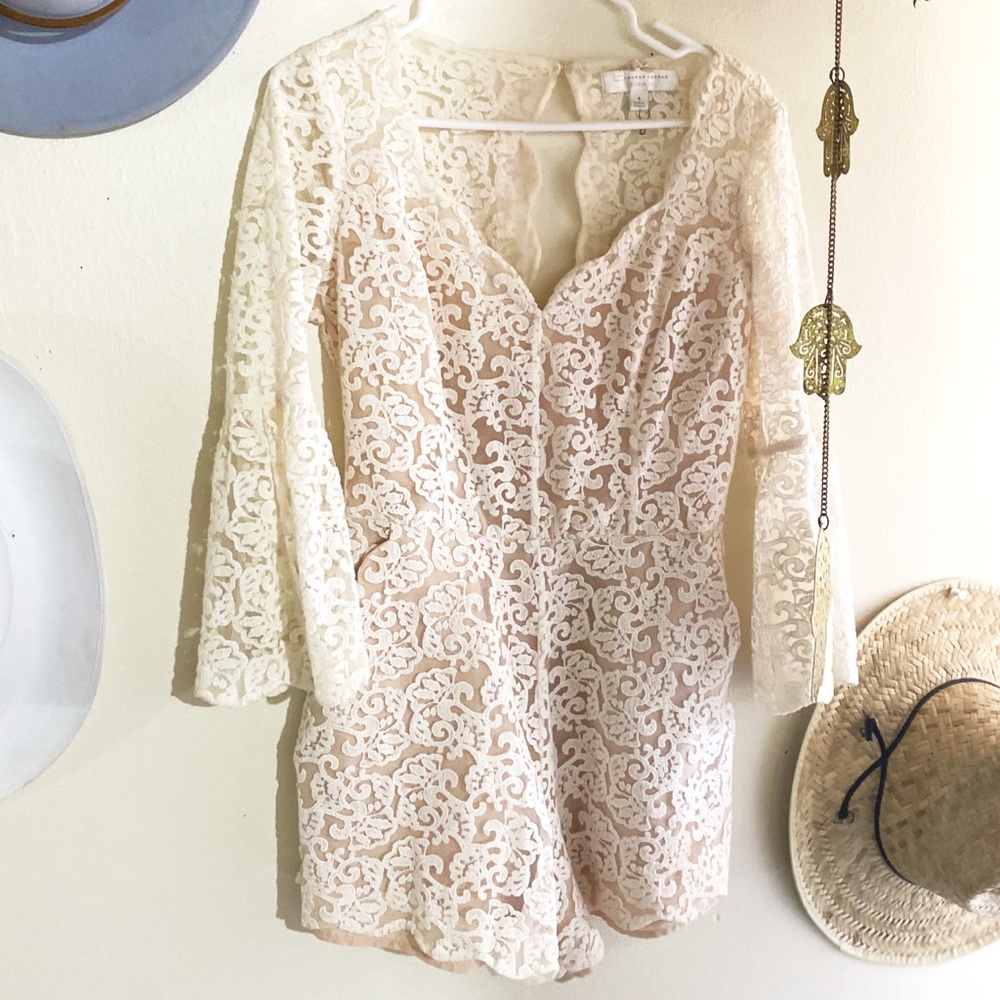 White lace bohemian romper